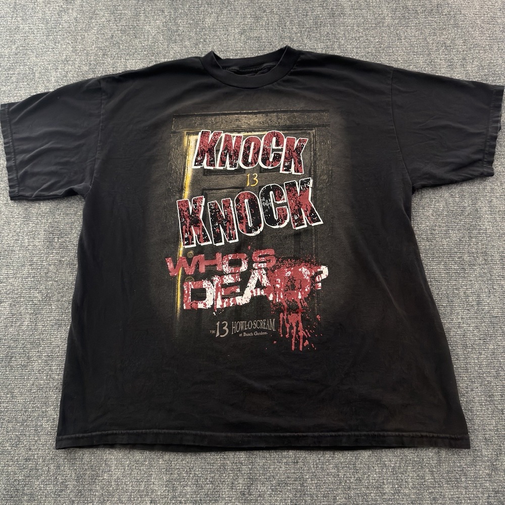 Busch Gardens Howl-O-Scream Shirt XL Knock Knock Who's Dead 13 Black